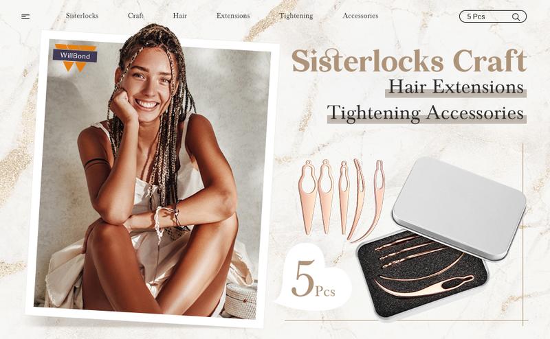 5 Pcs Dreadlock Interlocking Tool for Locs with Metal Box Sisterlock Retighten Tool for Dreadlocks Interlocks Crochet Braiding Hair Tightening Maintaining Extensions AccessorySilver