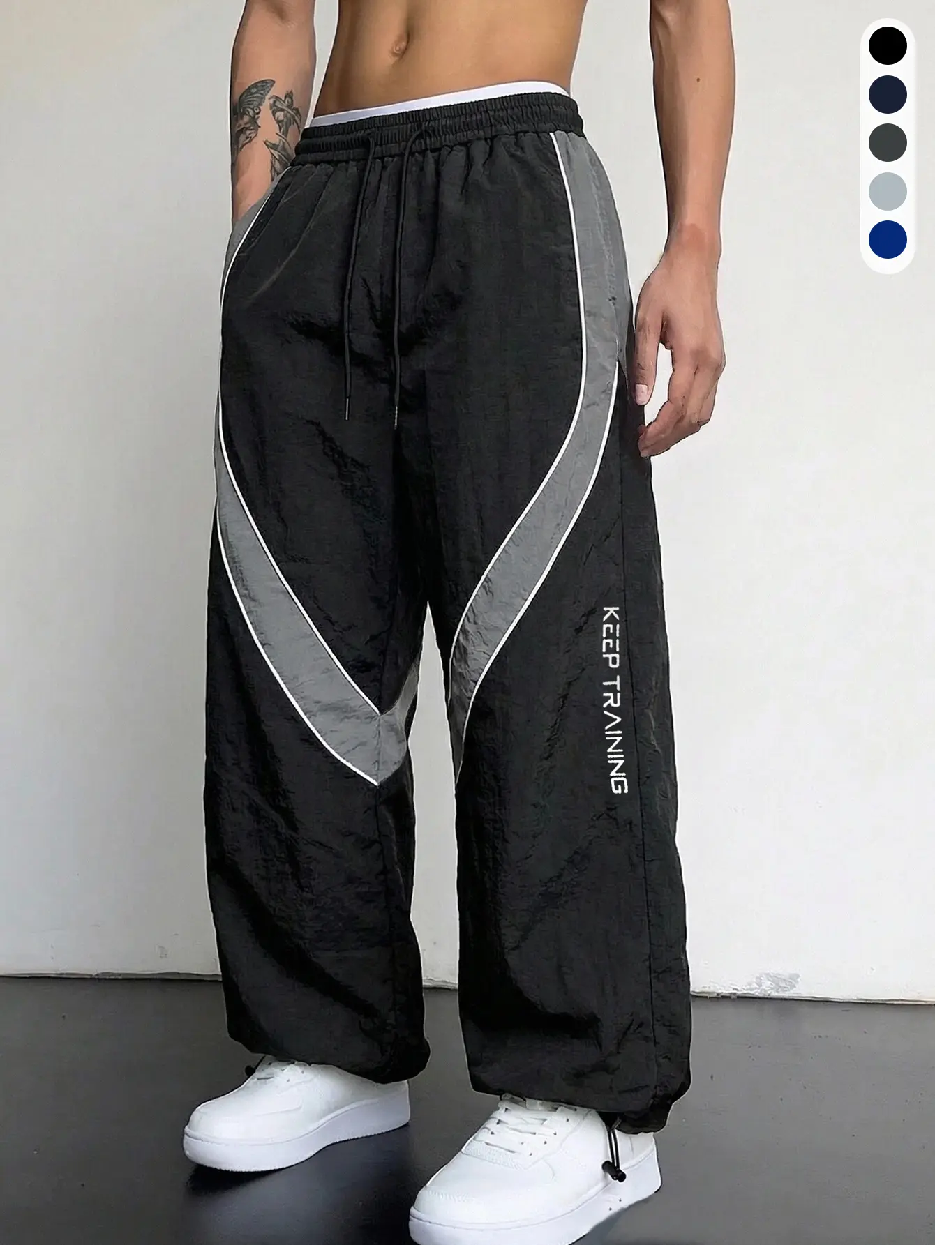 Men's Athletic Trench Coat Pants Wrinkle Resistant Lightweight Sweatpants with Ankle Zips Side Striped Drawstring Hems for Training Tennis Outdoor Sports Menswear work holiday party outfit track  pants  vibes solid drawstring waist sweatpants Athleisure S