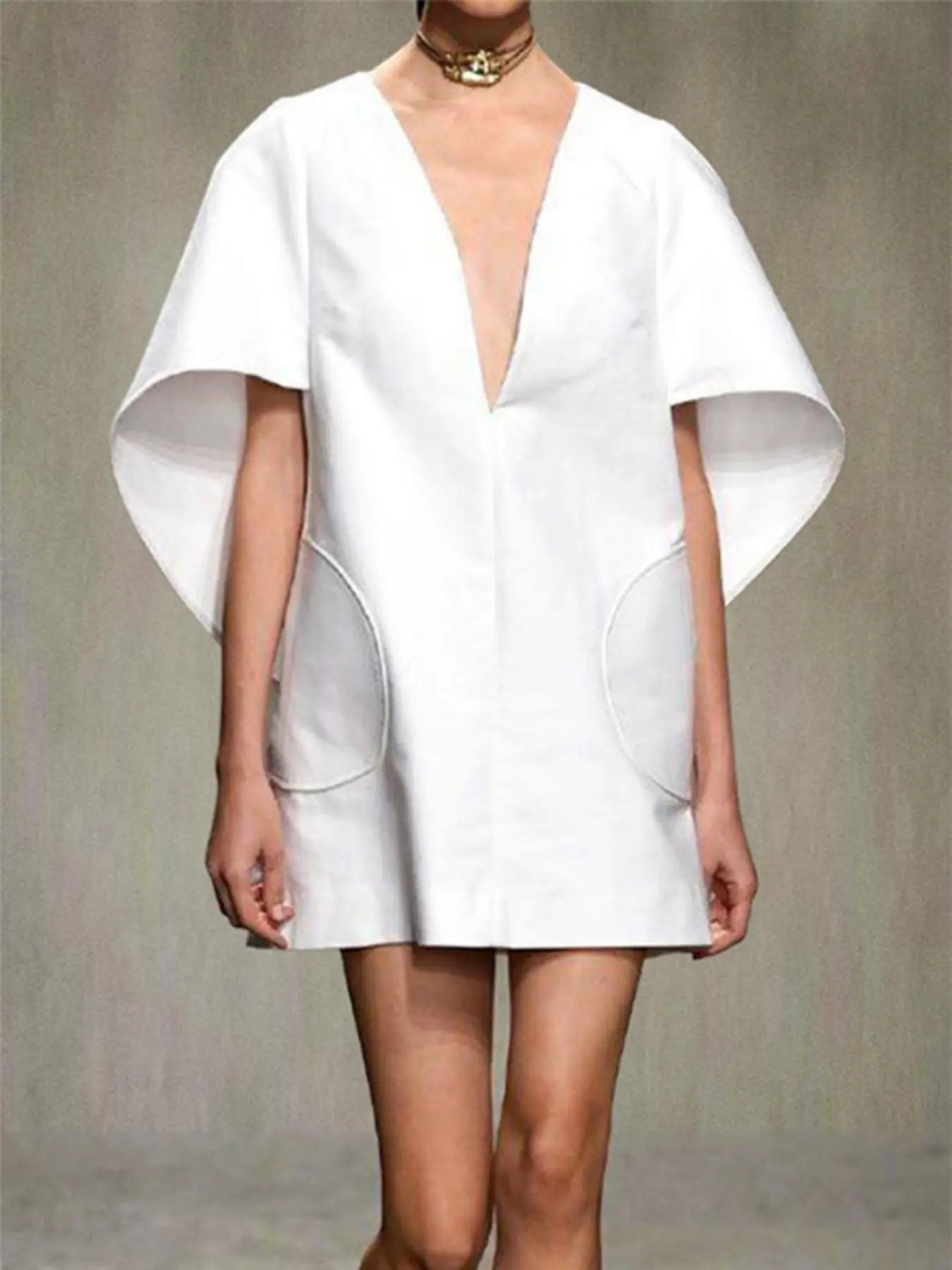 Women's Plain Casual Summer Batwing Sleeve Dress, Chic Elegant Minimalist Dresses, Formal & Classy, Womenswear for Daily and Everyday Wear