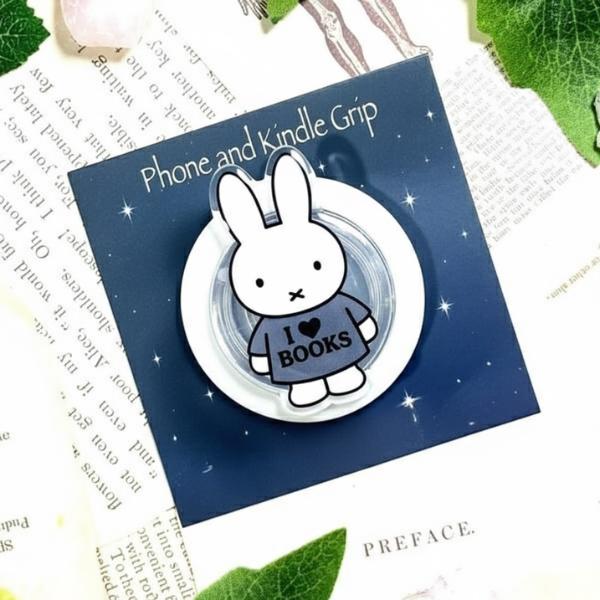 I Love Books Kindle Grip,  Bunny MagSafe Grip, Bookish Accessory, Cute Booktok Gift, Pink Reader Grip sticky phone pop socket magnetic mount Library Card