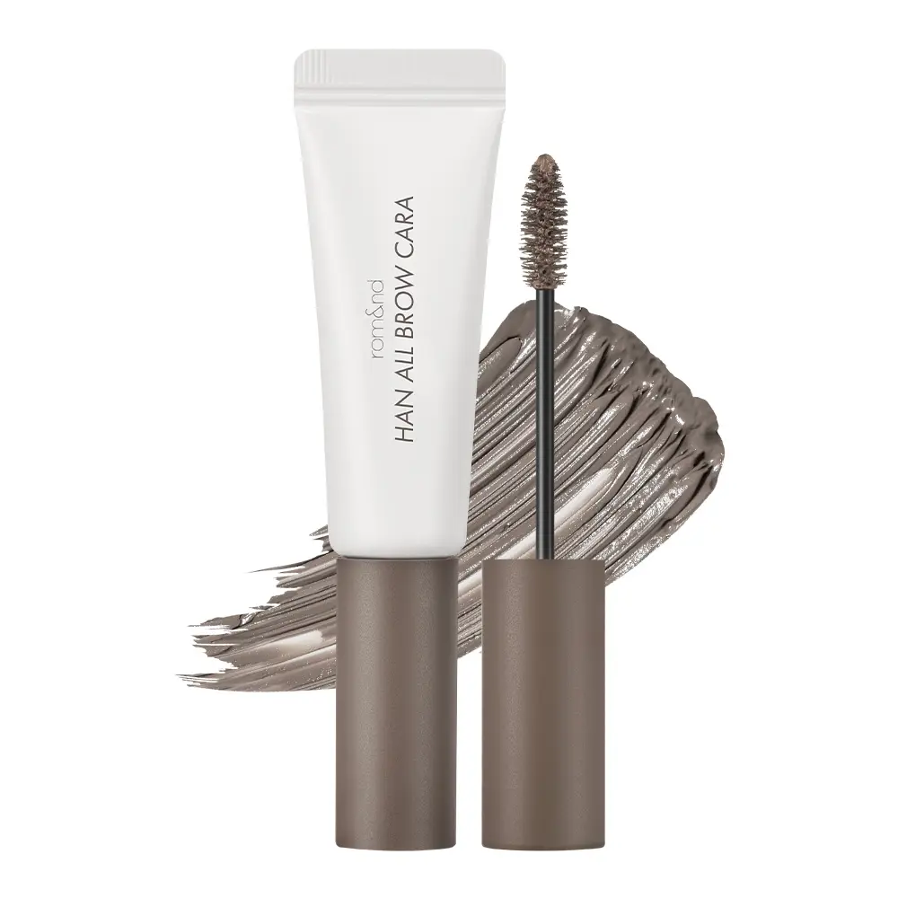 rom&nd Han All Brow Cara (9g), Long-Lasting & No-Clump Eyebrow Mascara, Matte Finish Make Up Tint for a Natural Look, Includes 00 Brow Fixer, Easy Removal, Beauty Products, Talc, Brightening, Adults, Long Lasting Mascara, Beige Brightens, Silica, Single I