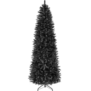 Best Choice Products Unlit Slim Pencil Christmas Tree Collection – 4.5ft to 12ft, Spruce, Black & White with Metal Base Best Choice Products Unlit Slim Pencil Christmas Tree Collection – 4.5ft to 12ft, Spruce, Black & White with Metal Base