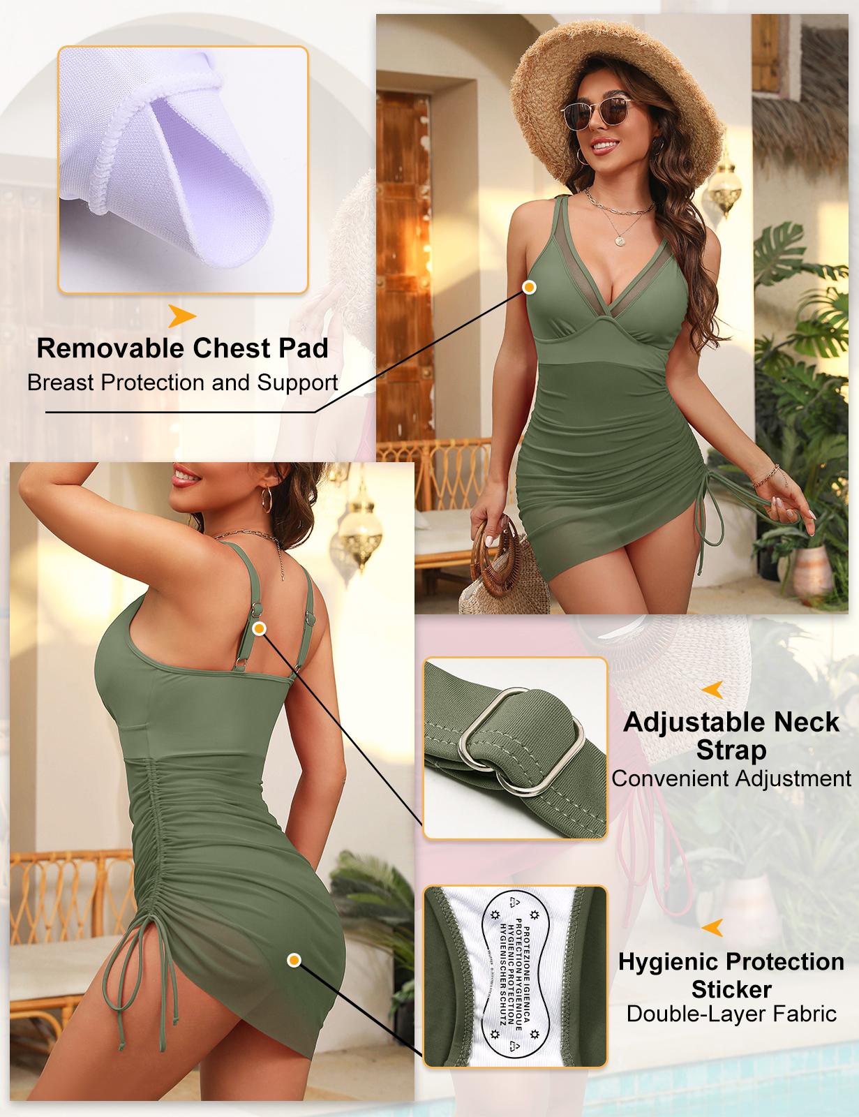 One Piece Swimdress 2026 Swimsuits for Women Tummy Control Swim Dresses Bathing Suit Swimwear swimdress bath suit patchwork