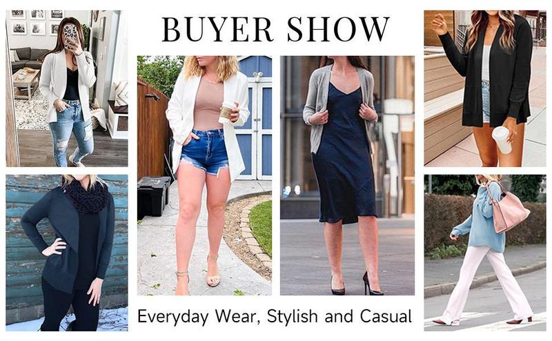 Imily Bela Womens Cardigan Sweater Long Sleeve Open Front Knit Cardigan Sweater with Pockets