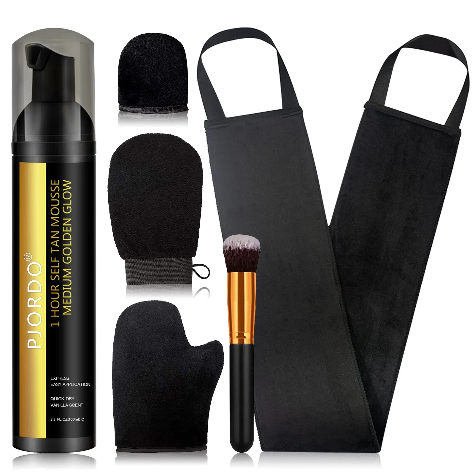 Self Tanning Set | Self Tanner Mousse, Mitt & Brush | Long Lasting, No Fake Tan Smell | Self Tanning Mousses