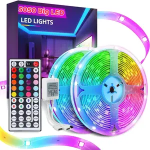 5050 RGB LED Strip Lights 33FT SMD Flexible LED Light Strip Rope + 44Key IR Remote Controller for Bedroom TV Backlight Christmas Valentines