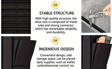 LINZINAR 6 Tier 24-36 Pair Shoe Rack Organizer Shelf Storage with Non-woven Fabric Cover Metal & Plastic Construction Dustproof Waterproof Easy Assembly for Closet