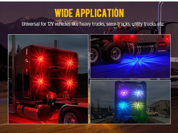 Partsam 2Pcs LED Glass Watermelon Lights, Clear Lens Watermelon Marker Lights Turn Signal for Semi Truck, Compatible with Freightliner Kenworth Peterbilt