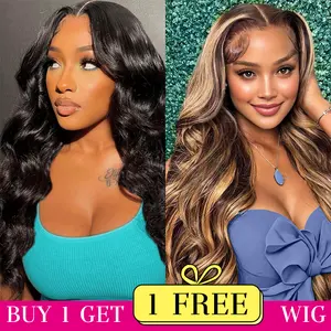 buy 1 get 2 wig 13x4 Lace Front Wigs Human Hair Pre Plucked 180% Density Body Wave HD Lace Front Wigs Human Hair Transparent Frontal Glueless Wigs Virgin Human Hair with Baby Hair for Women