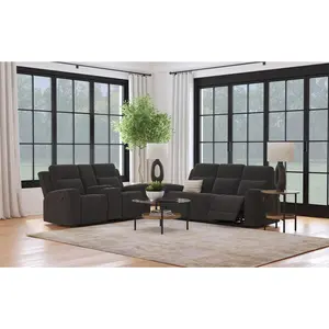 Brentwood Upholstered Reclining Sofa Set Charcoal