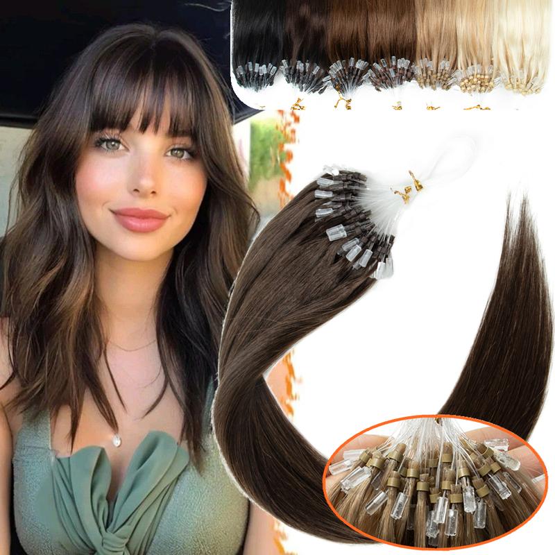 30G 50strands Micro Loop Human Hair Extensions,Straight Micro Ring Human Hair Extensions Add Volume For Women/girls,Install Easy,Sutiable Daily Hair Looking,Blonde/Highlight Fashion Hair Color,Brown Hair,Black Hair