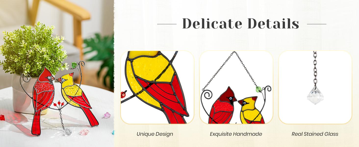 Bird Pattern Stained Glass Suncatcher, Christmas Gift for Bird Lovers, Hanging Indoor Window Decor with Suction Cup, Hangable Art Ornaments Bird Pattern Stained Glass Suncatcher, Christmas Gift for Bird Lovers, Hanging Indoor Window Decor with Suction Cup, Hangable Art Ornaments