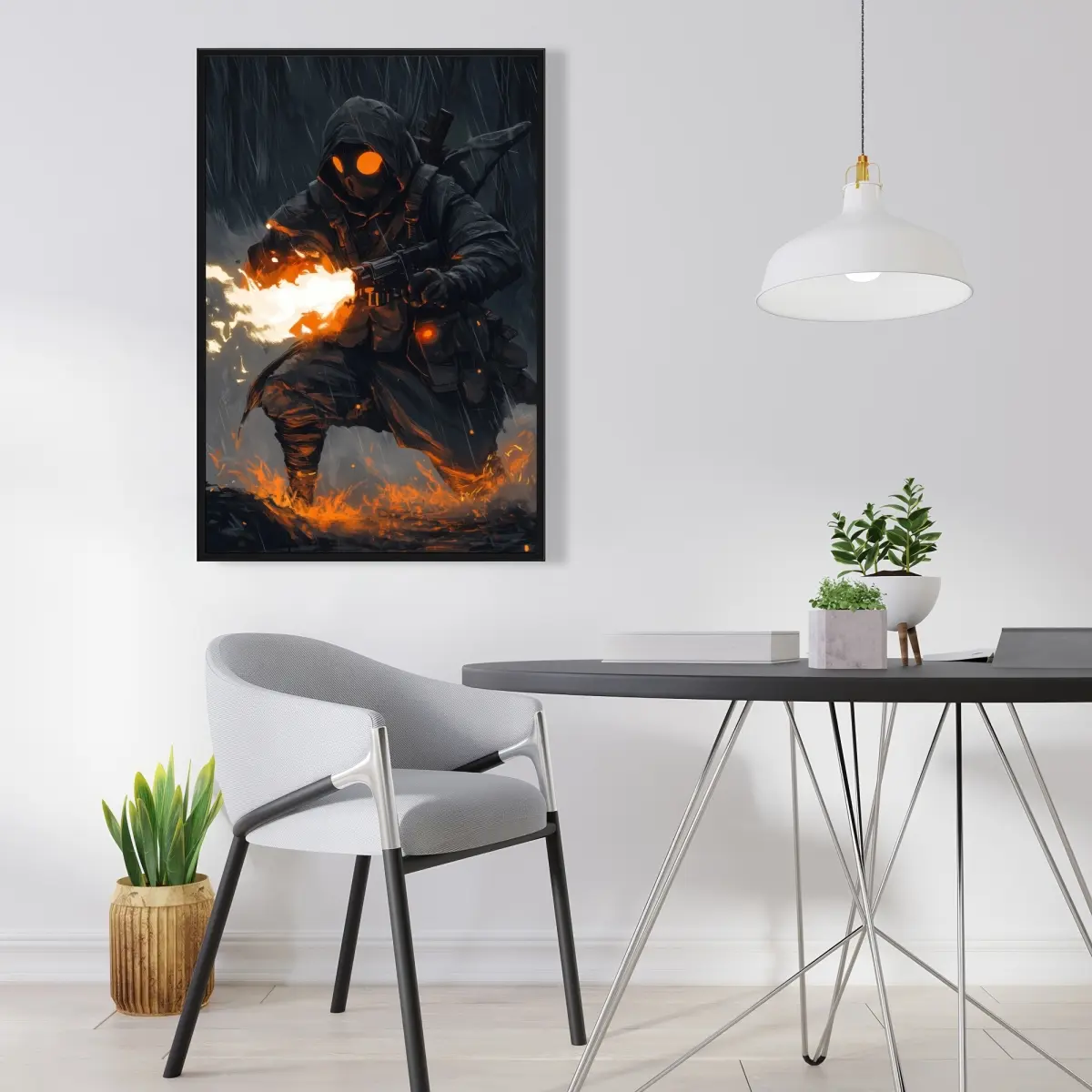 Pictorem C1FC24366B4QK7 24x36 in. Scorch-Orange Framed Canvas Print, Stylish Home Supplies Wall Art, Room Accent for Home Decoration