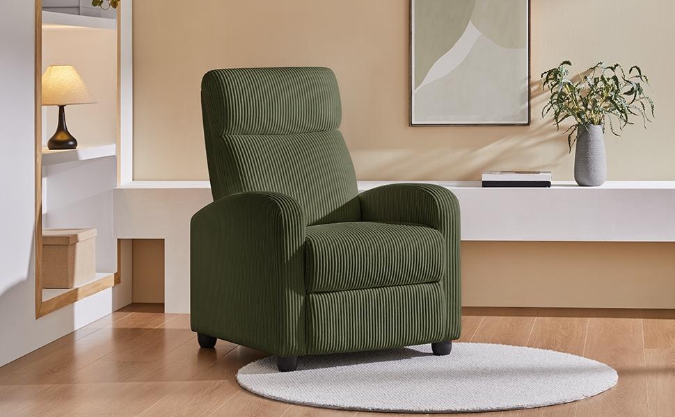 Yaheetech Recliner Chair Adjustable Recliner Sofa with Lumbar Support Modern Upholstered Reclining Chair for Living Room Bedroom Home Theater, PU Leather/Fabric