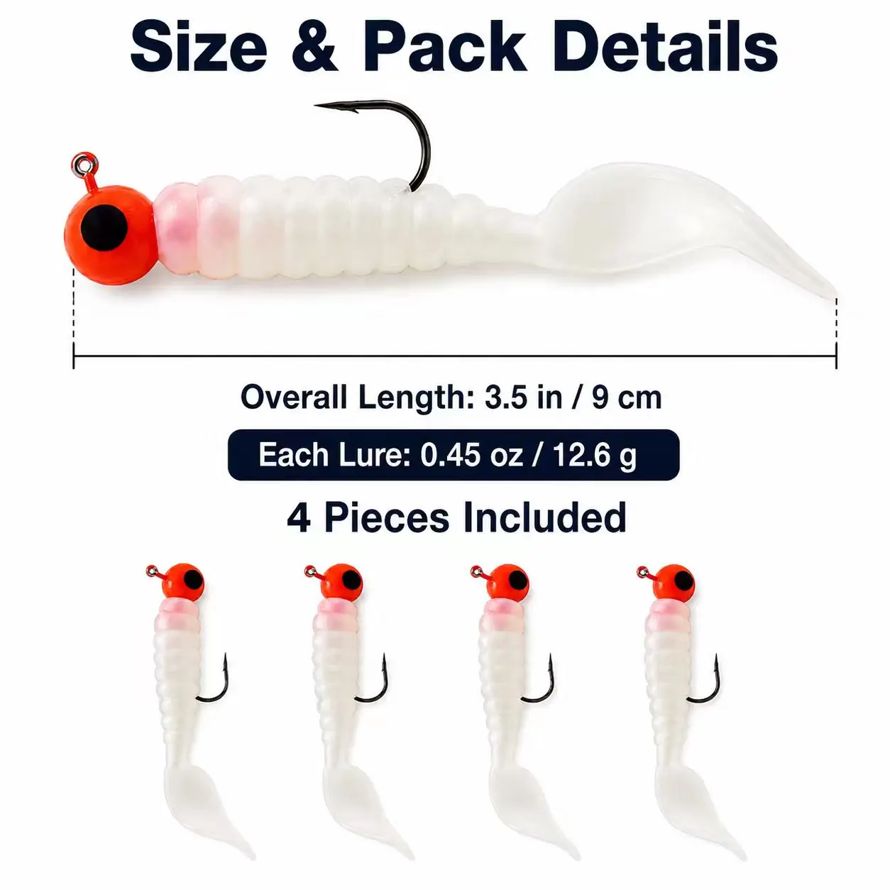 4PCS Realistic Soft Fishing Lures with Jig Head Hooks, Lifelike Swimming Action, Fishing Equipment for Bass, Trout Tackle Kit box ready simulation topwater accessory