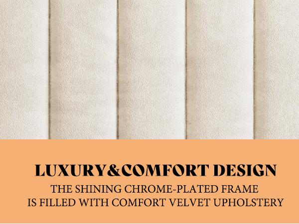 AMERLIFE Bed Frame with 65" Headboard, Upholstered Platform Bed with Golden Plating Trim, Modern Luxury Bed Frame, No Box Spring Needed/No Mattress/Queen/King//Unique Bedroom Furniture/Best Gift Ideas/Christmas Gifts