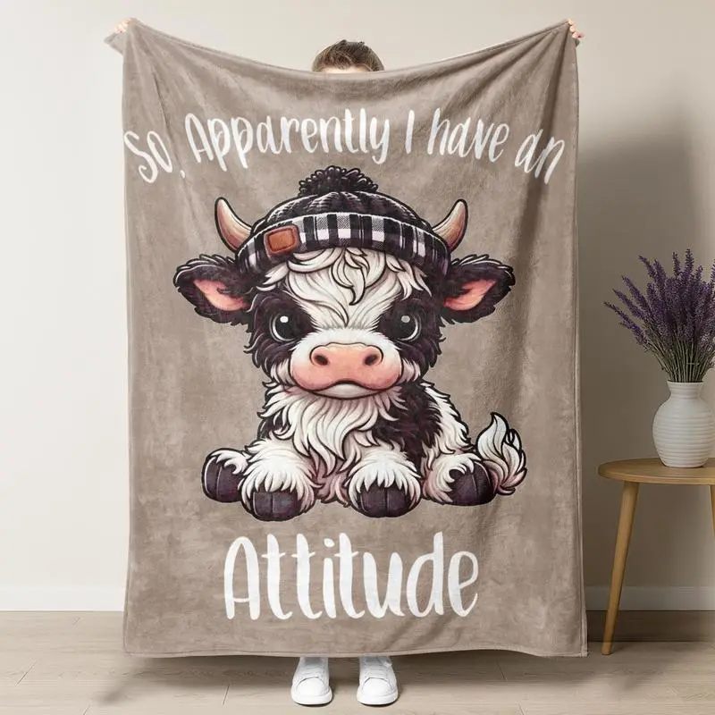 Cute Cow Cartoon ttern Blanket Soft Cozy Lightweight Throw Blanket, Air-conditioned Room Blanket, WarmNap Blanket for Home Office Travel Camping