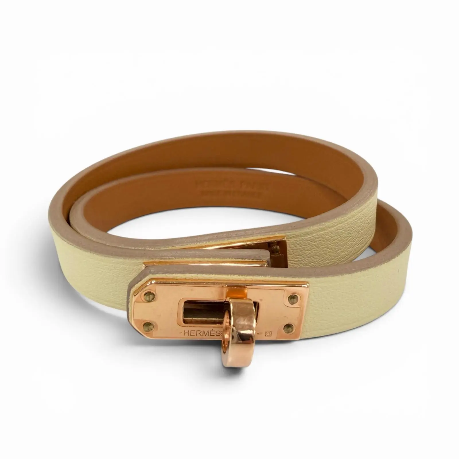 Pre-owned HERMÈS Calfskin Small Leather Goods Hermes Kelly Mini Double Tour Leather Bracelet