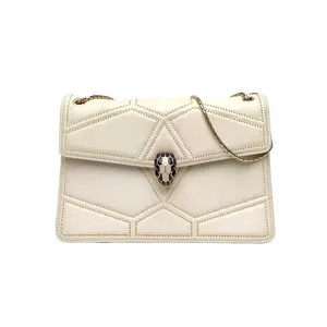 Pre-owned Bvlgari Serpenti Forever Organ Pipe Snake Head Cover Portrait Style 28 Handless White Leather