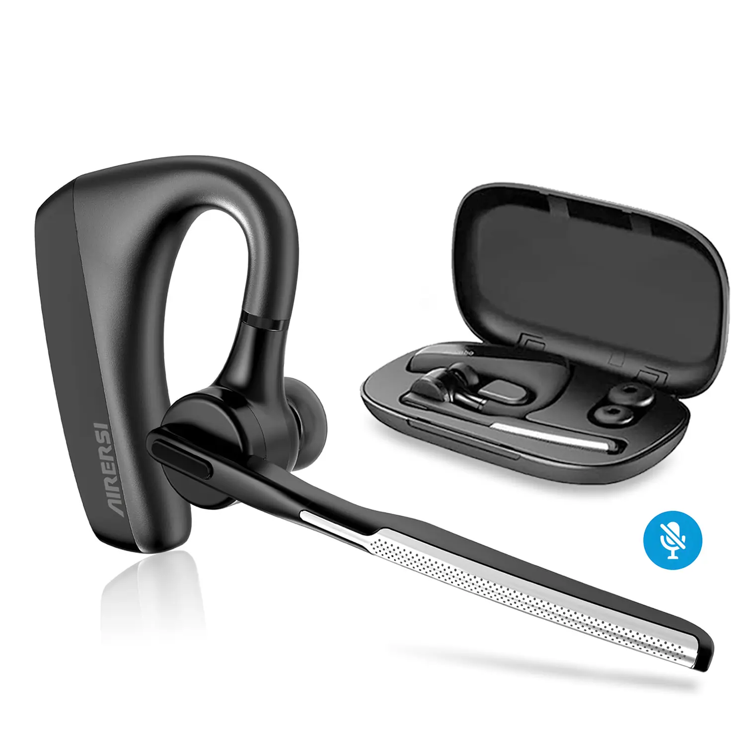 Cordless Waterproof Headphones with Adjustable On-Ear Hook, CVC 8.0 Noise Cancellation, Dual Mic, Type-C Jack, Hands-Free Controls, 1-Press Call Control, Rechargeable, Cable Management, 0.63oz, 20kHz Audio Accessory for Truck Drivers, Cellphones