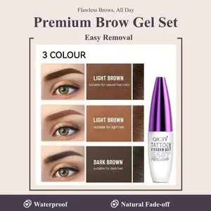 3-Color Premium Tattoo Eyebrow Gel | Waterproof Sweatproof, Long-Lasting & Easy Peel-Off, Tinted for All Skin Types (Daily Gift,Valentine Gift, Giftsfor Girls)