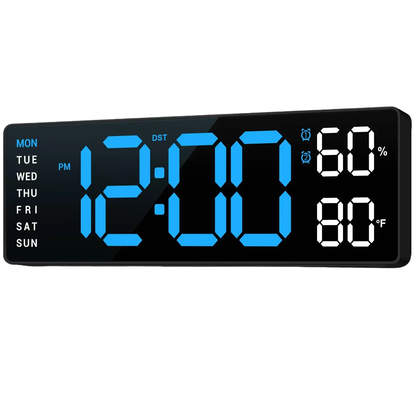 10" Digital Desk Clock with 10-Level Auto Dimming Bottom RGB Night Light Countdown Timer Dual Alarms Temperature Humidity Sensor Date Display for Office Bedroom Christmas Gifts Small Alarm Clock for Kids Teen Boys Girls Adult Bedside Clock