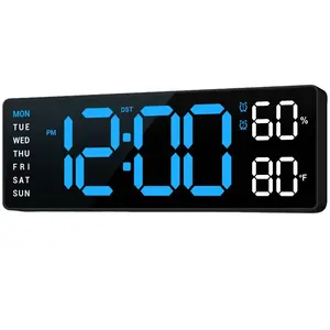 10" Digital Desk Clock with 10-Level Auto Dimming Bottom RGB Night Light Countdown Timer Dual Alarms Temperature Humidity Sensor Date Display for Office Bedroom Christmas Gifts Small Alarm Clock for Kids Teen Boys Girls Adult Bedside Clock