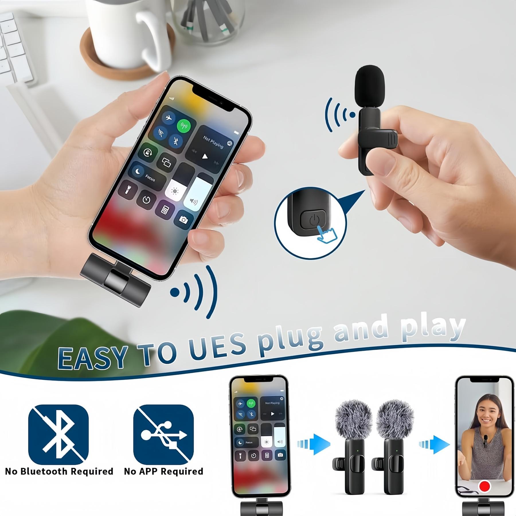 Wireless Mini Microphone for iPhone & Android Professional Lavalier Omnidirectional Clip Mic USB-C Rechargeable 65FT Transmission Noise Reduction Plug-Play for Interview Video Podcast Vlog YouTube Multi-Purpose microphone Clip-on Microphones interview po Wireless Mini Microphone for iPhone & Android Professional Lavalier Omnidirectional Clip Mic USB-C Rechargeable 65FT Transmission Noise Reduction Plug-Play for Interview Video Podcast Vlog YouTube Multi-Purpose microphone Clip-on Microphones interview po