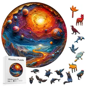 Wooden Puzzles, Adult Puzzles, Galaxy Puzzles, Challenging Round Galaxy Wood Puzzles Adult | A3 Size, 500 + Irregular Pieces. Difficult Stress Relief, Stunning Night Sky Home Decor, Unique Gifts. Hard puzzle # HomeDecor