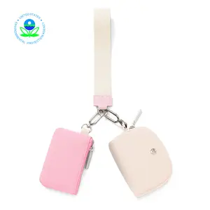 Keychain Wallet -Mini Zip Around Wristlet Wallets with Detachable Dual Pouch - Ideal Portable Coin Purse for Women and Men
