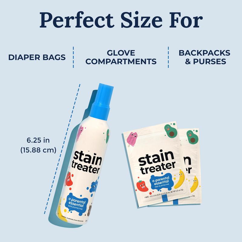 Stain Treater Spray - 4 oz. 2-pack Stain Remover Spray - Essential for Newborns and Babies - No dry cleaning of food, grease, coffee stains on clothing, underwear, fabrics Laundry Detergent Sheets Various Laundry Needs Infant Milk Toddlers Skin