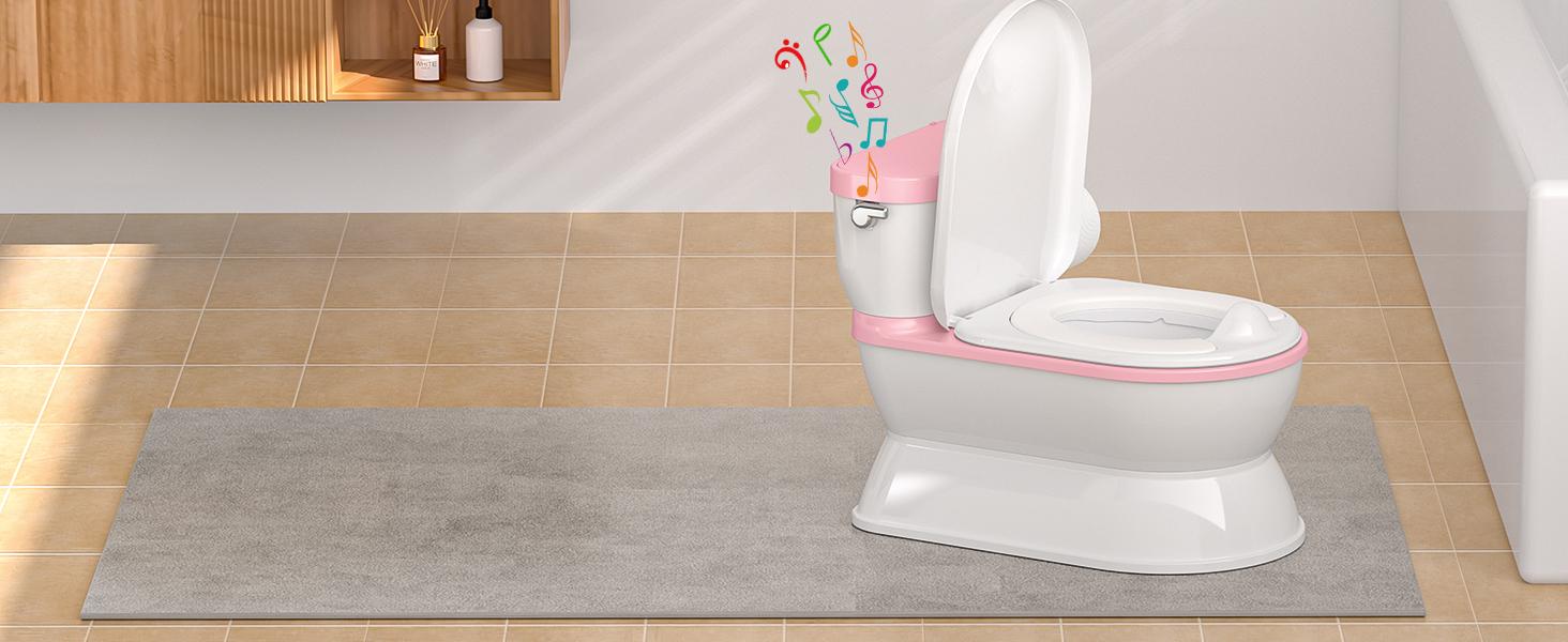 BabyBond 2-in-1 Realistic Flushing Potty Trainer, Pink Potty Chair with Detachable Seat, Flush Sounds, Wipes Storage & Toilet Paper Holder, Potty Trainning Seat for Toddler and Infant