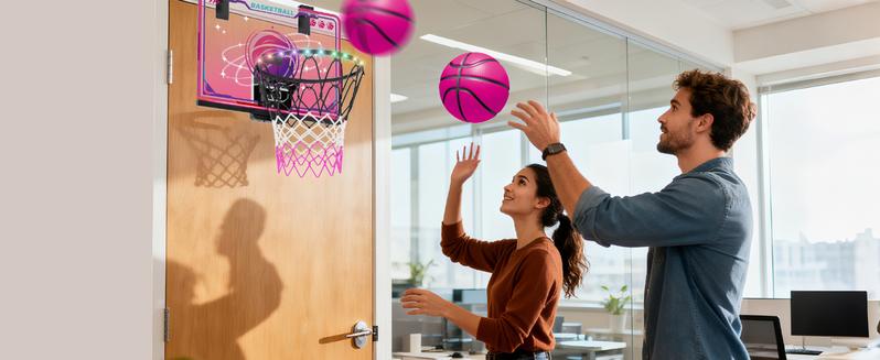 VATOS Basketball Hoop for Girls Indoor, LED Basketball Hoop with 7 Color Lights, Glowing Rim, Scoreboard & Remote Controller, Basketball Set Sports Toys Birthday Gifts for Girls Kids Teens 5-12