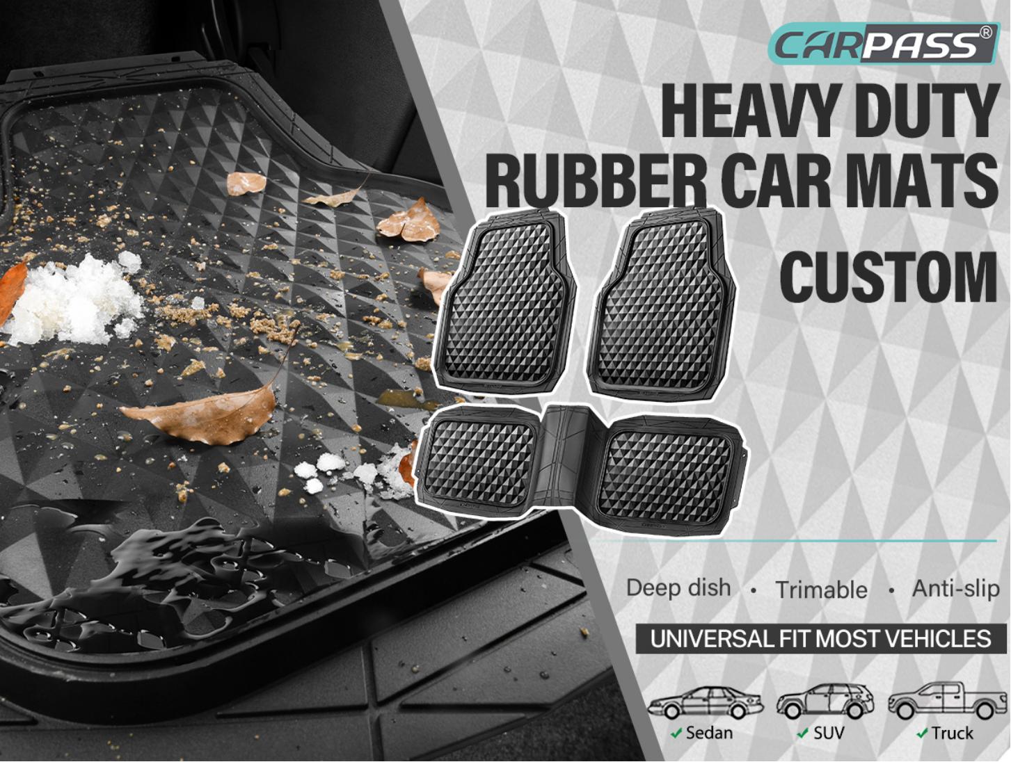 CAR PASS 3pcs Heavy Duty Rubber Car Mats, Deep Dish All-Weather Floor Mat for Car Full Set Durable Anti-Slip 3D Rhombus Waterproof Trim to fit Liner Universal Fit Automotive,Sedan,SUV,Truck Vehicle Carbon CAR PASS 3pcs Heavy Duty Rubber Car Mats, Deep Dish All-Weather Floor Mat for Car Full Set Durable Anti-Slip 3D Rhombus Waterproof Trim to fit Liner Universal Fit Automotive,Sedan,SUV,Truck Vehicle Carbon