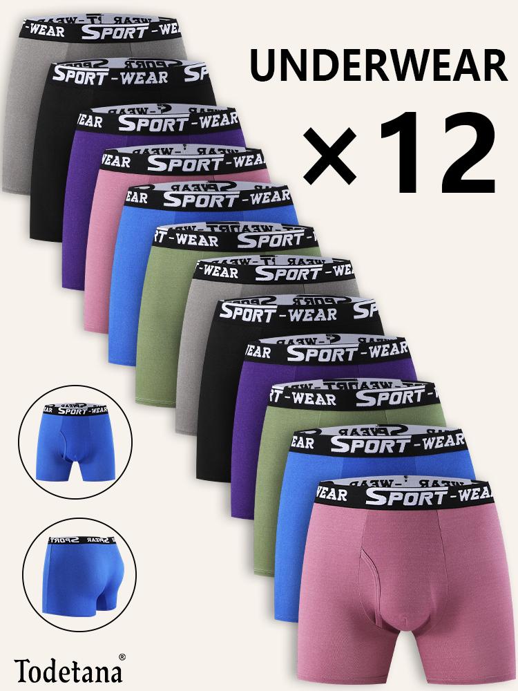 12 Pack Men's Breathable Multi-Color Boxer Briefs Original Waistband Design Soft Cotton Short Leg Underwear for Daily Wear Casual Men's Wear Comfortable All Seasons Sportswear Best Gifting Option for Husband and Families
