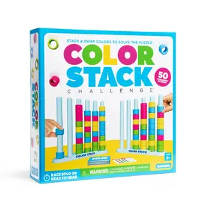 Color Stack Challenge by – Easter Basket Stuffers for Kids, A Fast-Paced Color Matching Puzzle Game for Fun Easter Family Game Night, Includes 2 Stack Racks, 50 Challenge Cards, & 80 Rings
