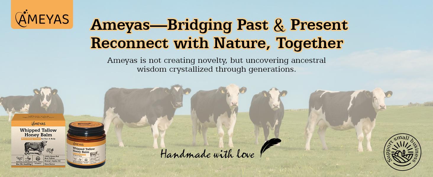 Whipped Organic Grass-Fed Beef Tallow Honey Balm – Handmade Moisturizer with Shea, Calendula & Jojoba for Soft, Healthy Skin