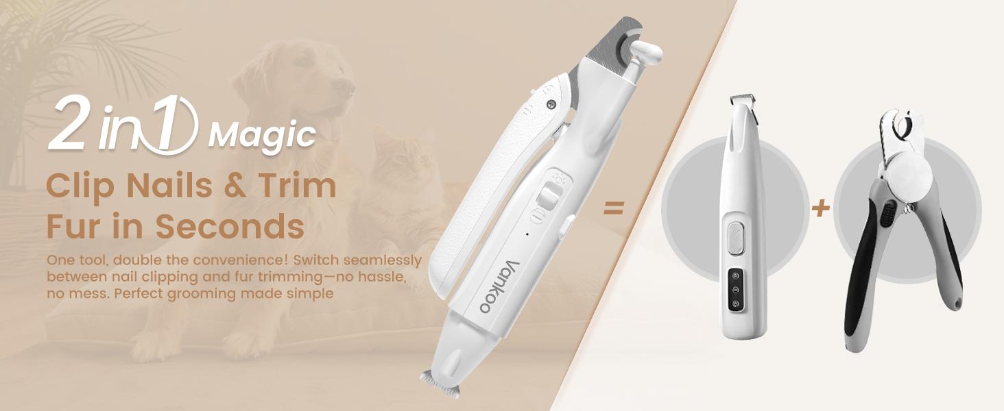 Vankoo 2-in-1 Dog Nail Clipper & Paw Hair Trimmer Kit with LED Light, Pet Paw Trimmer Rechargeable & Waterproof – Small Dog Grooming Clippers– Safe for Dogs & Cats low noise pet shaver Christmas Gift Vankoo 2-in-1 Dog Nail Clipper & Paw Hair Trimmer Kit with LED Light, Pet Paw Trimmer Rechargeable & Waterproof – Small Dog Grooming Clippers– Safe for Dogs & Cats low noise pet shaver Christmas Gift