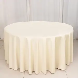 Scuba Round Tablecloth 120" Beige - Seamless & Wrinkle Free Table Cover
