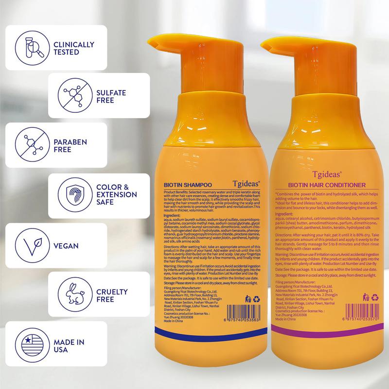 Tgideas Routine Wellness Anti-Thinning Hair Set Biotin DHT Blocker Shampoo & Conditioner for Women Men 2-Pack Root Nourishment Scalp Fortifying