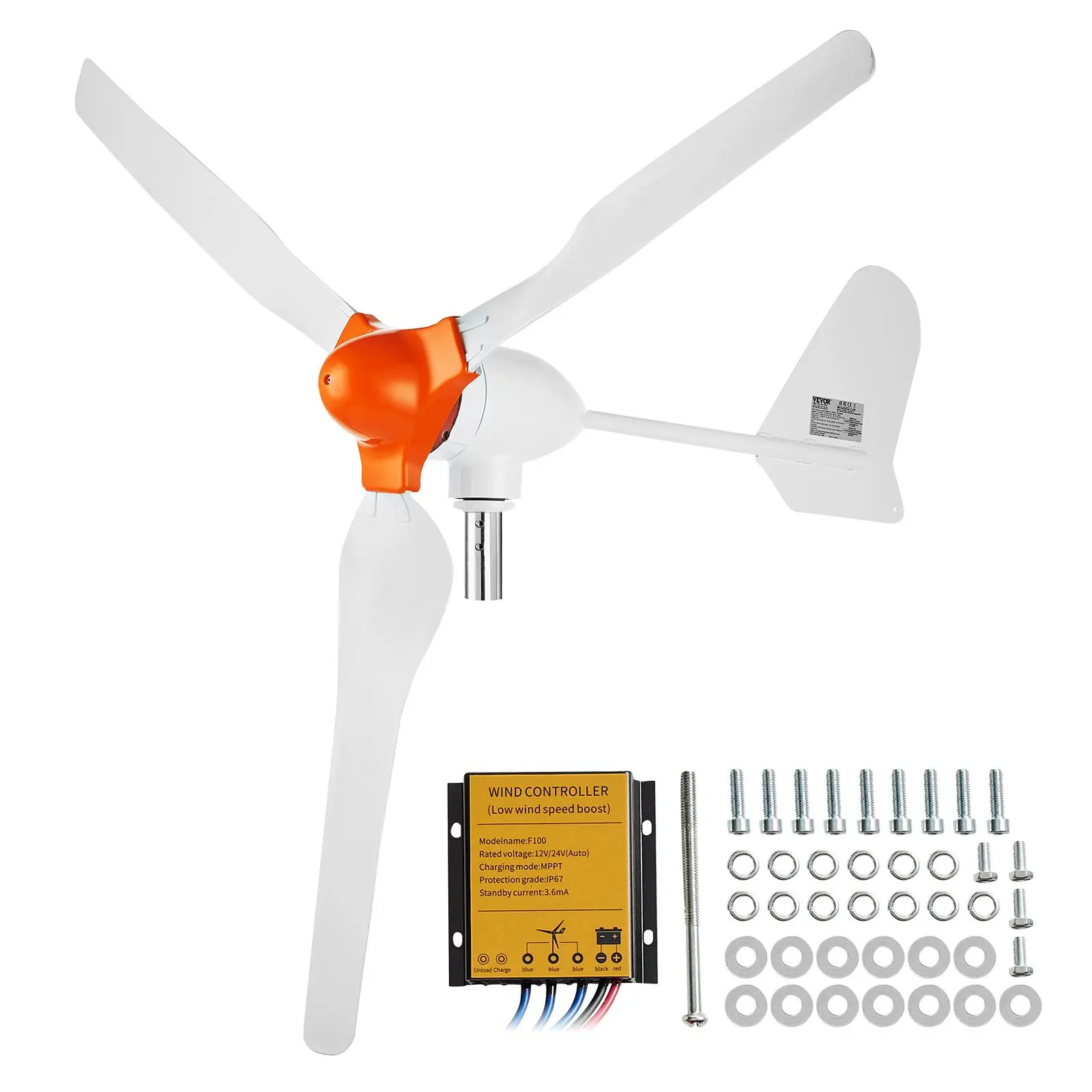 【Summerfinds】VEVOR 800W Wind Turbine Generator, 12V Wind Turbine Kit, 3-Blade Wind Power Generator with MPPT Controller, Adjustable Windward Direction & 2.5m/s Start Wind Speed, Suitable for Home, Farm, RVs, Boats