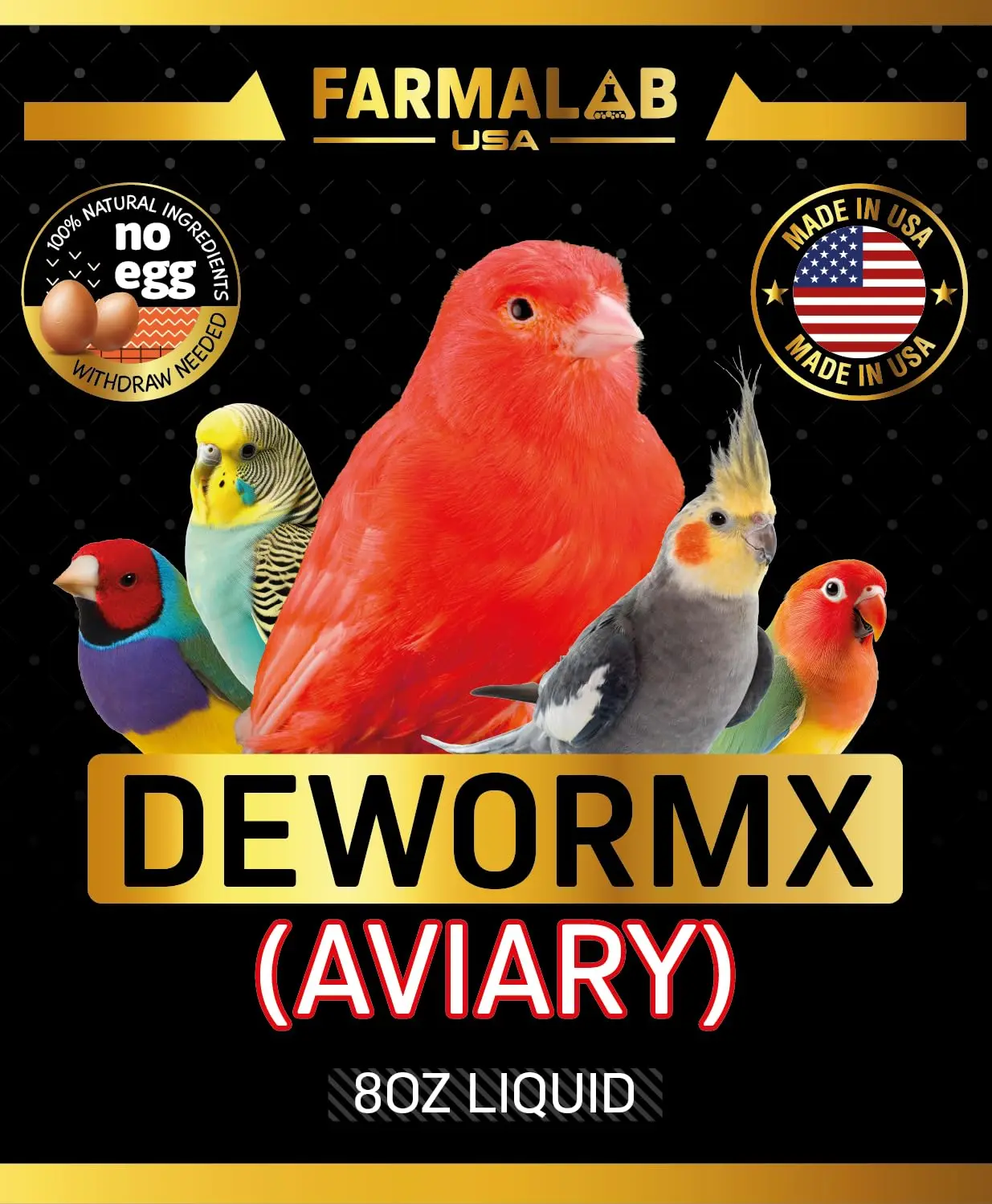 Farmalab Natural No-Withdraw Dewormer for Poultry (All Baby Chicks, Hens, Chickens, Ducks, Roosters, Turkeys, Geese) & Pet Birds (Parakeets, Cockatiels, Lovebirds, Finches, Quakers, Pigeons, Palomas, Buchones)