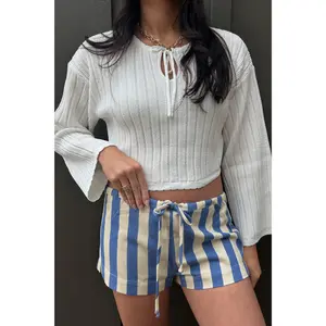 Lori Natural Blue Stripe Shorts