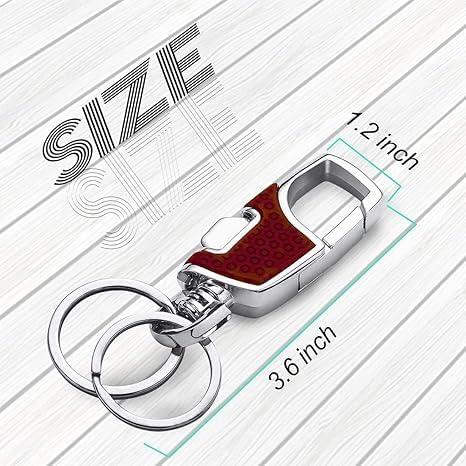 Durable Metal Dual Ring Keychain Black & Red Hook Key Holder for Car Bike & Office Keys 3 PCS Set