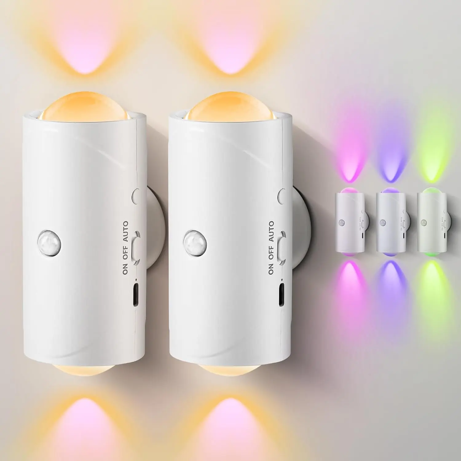 Smart LED Night Light with Motion Sensor RGB GradientAmbient Lighting I Dimmable Wall Lamp, Magnetic Mount IUSB Rechargeable, Long Battery Life I Perfect for Bedroom,Game Room, Hallway, Stairs & Halloween Decor USB Projection Christmas mood mens gifts sum