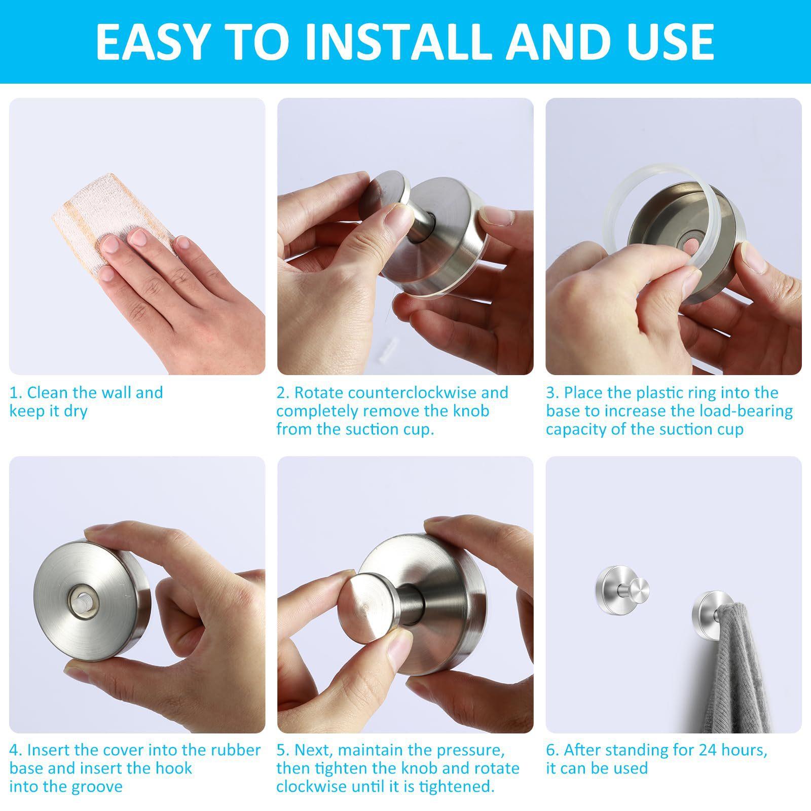 2 PCS Suction Cup Hooks for Shower, No-Drill Bathroom Hooks, Holder Holds Strong on Tile, Glass, Mirror, Wall, Bathroom Door