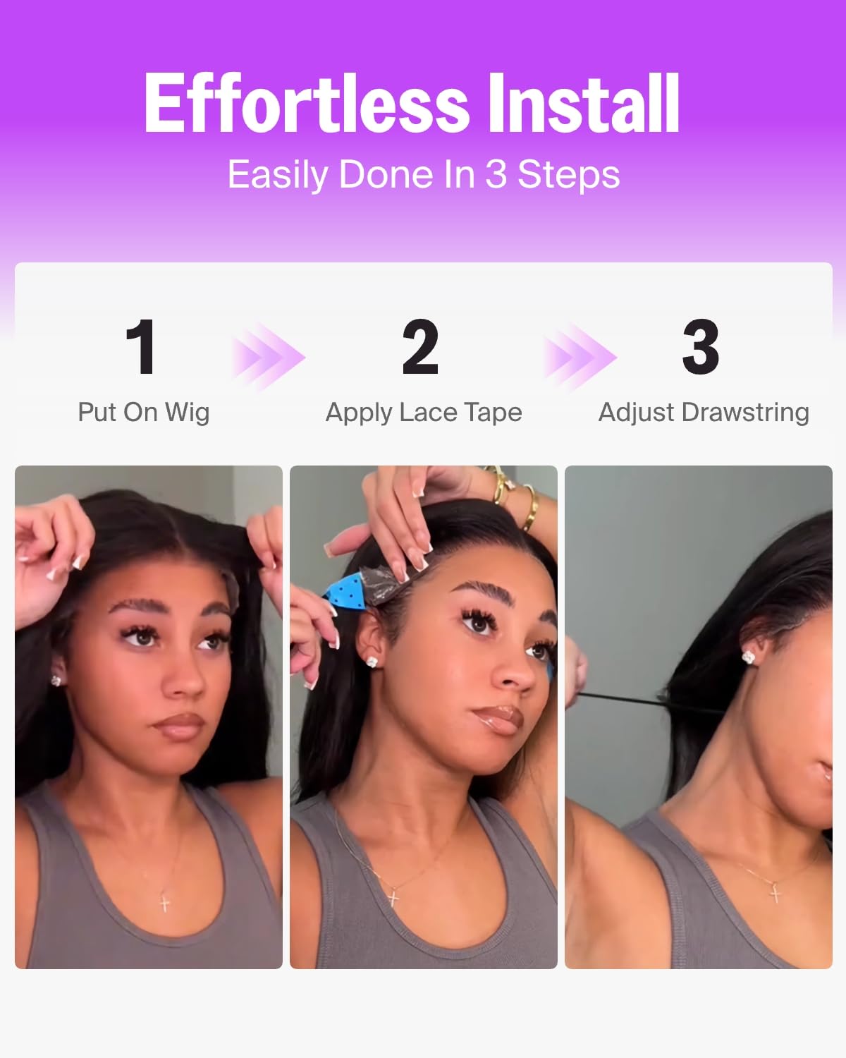 Bling Hair 13x6 Lace Front Wigs Human Hair 180% Density Wear and Go Glueless Wigs Human Hair Pre Plucked Pre Cut Pre Bleached Knots Body Wave Drawstring Ear-to-Ear HD Lace Frontal Wig 24 Inch