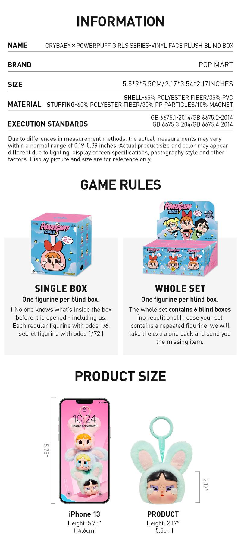 POP MART CRYBABY × Powerpuff Girls Series-Vinyl Face Plush Blind Box