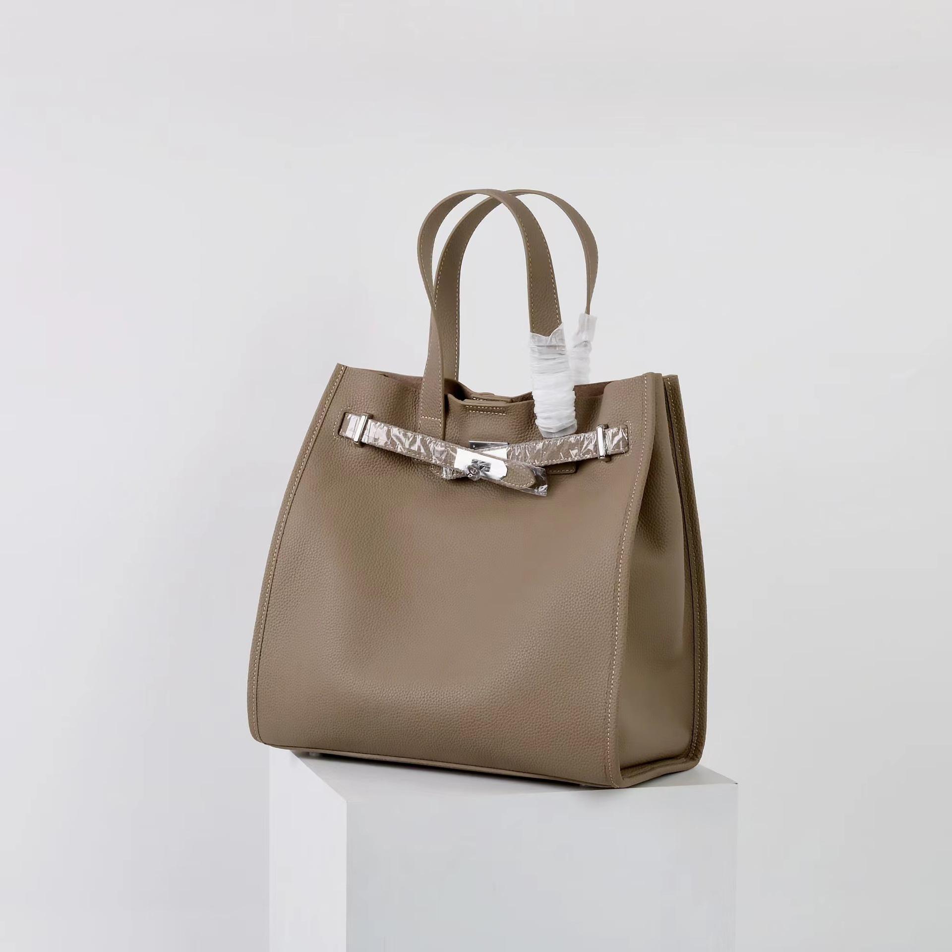 Urban Luxe Genuine Leather Power Tote with Silver-Tone Hardware Women's Shoulder Bag Elegant Durable Everyday Use Spacious Handbag Casual Trendy Purse, Everyday Bag,summervibes