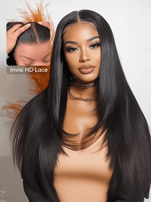 UNice Glueless Black Cherry Layered Straight Wig with Drawstring Pre-cut 7x5/13x4 HD Lace Frontal Human Hair Wigs with Invisible Knots Beginners Friendly #SpringStatements